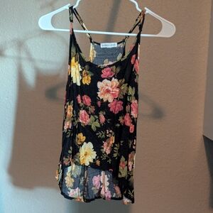 Floral Black Tank Top